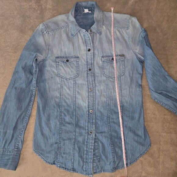 Calvin Klein Women's light blue button-down denim shirt size XS - Picture 11 of 12